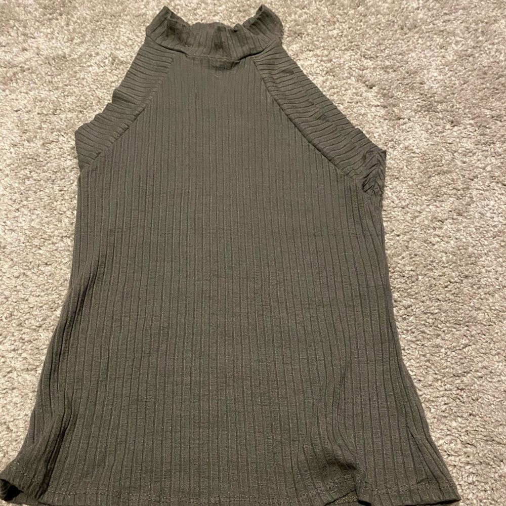 Olive green mock neck top- SMALL